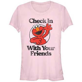 Juniors' Sesame Street Elmo Stamp Check In On Your Friends Graphic Tee