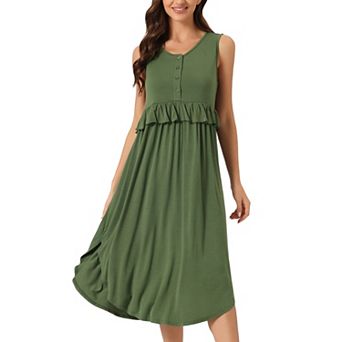 Women Ruffle Nightshirt Maternity Sleeveless Sleepshirt Pleated Loose Nightgown