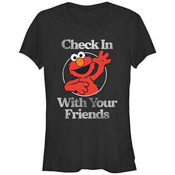 Juniors' Sesame Street Elmo Stamp Check In On Your Friends Graphic Tee