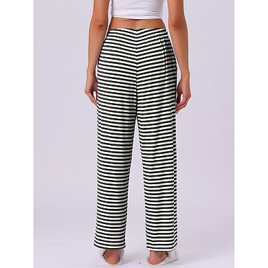 Women's Cotton Sleep Pants Elastic Waist Wide-Leg Straight Pants Sleepwear