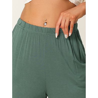 Women's Cotton Sleep Pants Elastic Waist Wide-leg Straight Pants Sleepwear