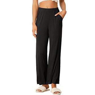 Women's Cotton Pajama Bottom Elastic Waist Wide Leg Straight Leg Sleep Pants