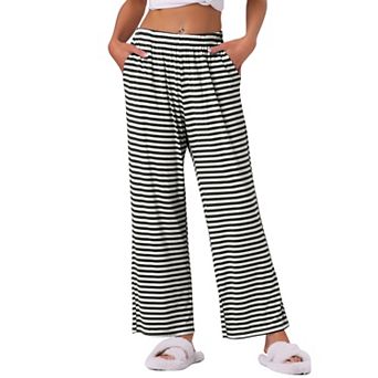 Women's Cotton Pajama Bottom Elastic Waist Wide Leg Straight Leg Sleep Pants