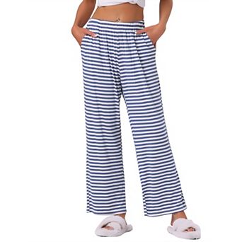 Women's Cotton Pajama Bottom Elastic Waist Wide Leg Straight Leg Sleep Pants