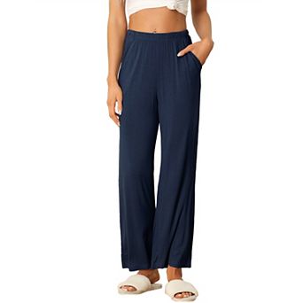 Women's Cotton Pajama Bottom Elastic Waist Wide Leg Straight Leg Sleep Pants