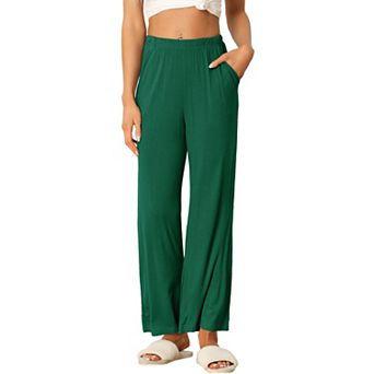 Women's Cotton Pajama Bottom Elastic Waist Wide Leg Straight Leg Sleep Pants