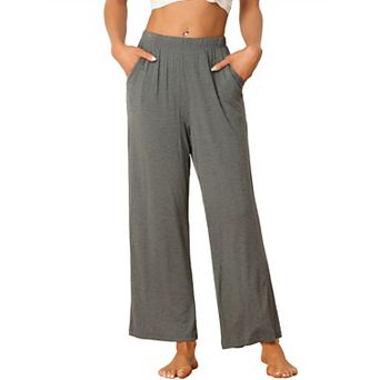 Women's Cotton Pajama Bottom Elastic Waist Wide Leg Straight Leg Sleep Pants