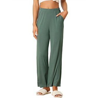 Women's Cotton Pajama Bottom Elastic Waist Wide Leg Straight Leg Sleep Pants