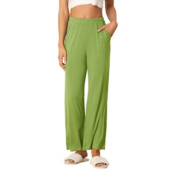 Women's Cotton Pajama Bottom Elastic Waist Wide Leg Straight Leg Sleep Pants