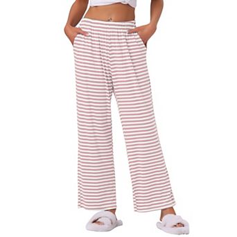 Women's Cotton Pajama Bottom Elastic Waist Wide Leg Straight Leg Sleep Pants