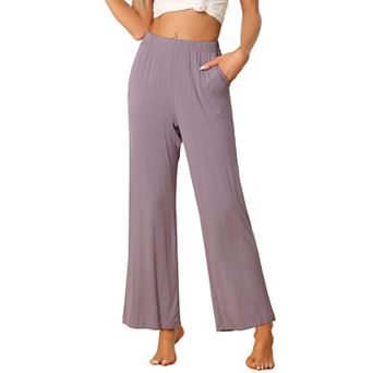 Women's Cotton Pajama Bottom Elastic Waist Wide Leg Straight Leg Sleep Pants