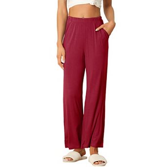 Women's Cotton Pajama Bottom Elastic Waist Wide Leg Straight Leg Sleep Pants
