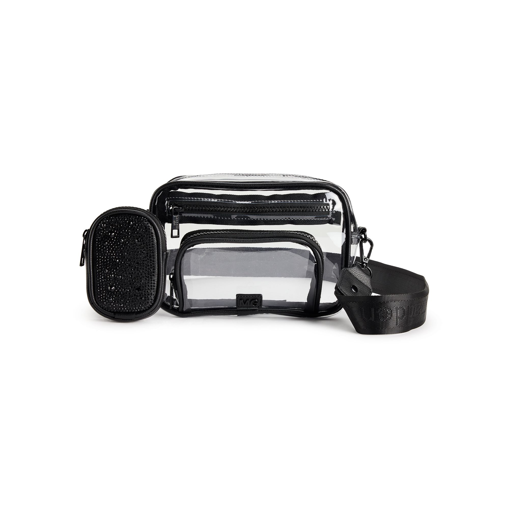 madden girl Clear Crossbody Camera Bag, Clear Black