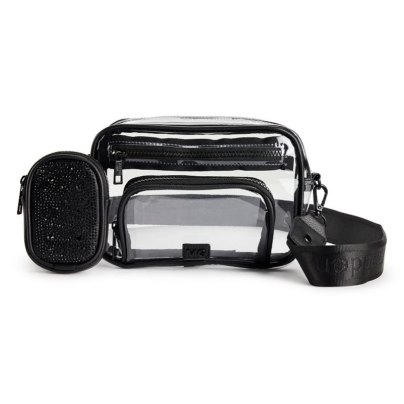 madden girl Clear Crossbody Camera Bag, Clear Black