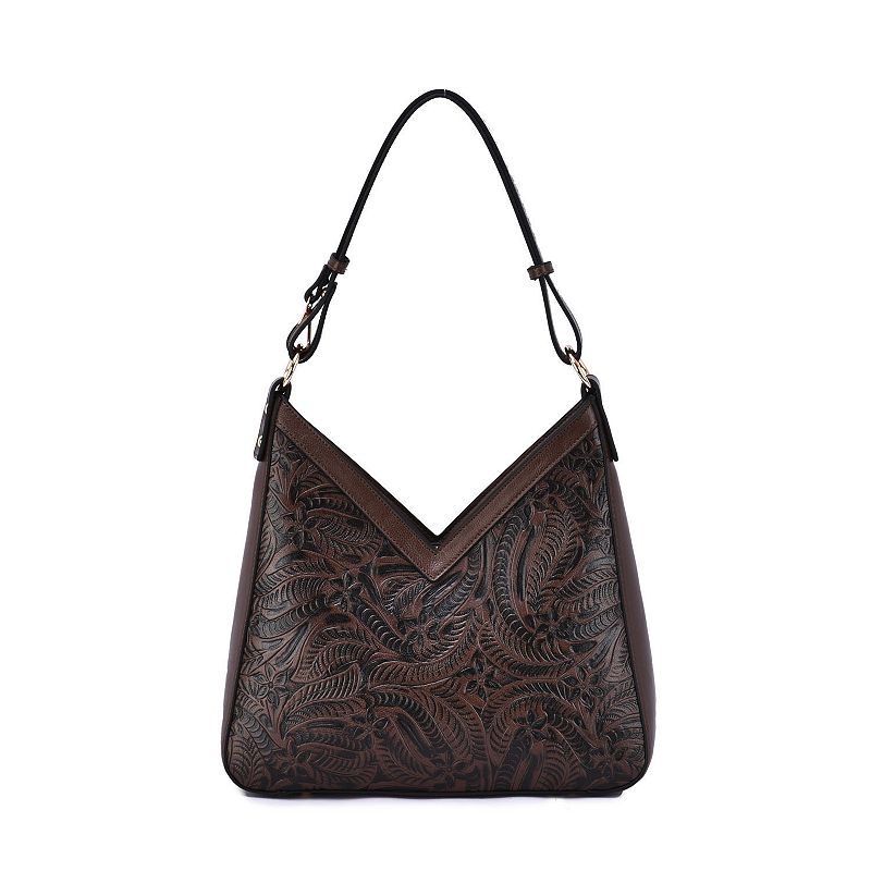Mellow World Celis Embossed Shoulder Bag with Adjustable Strap, Brown