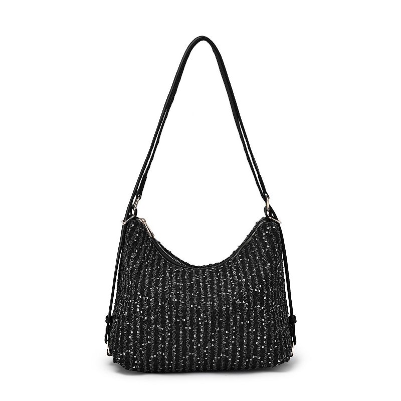 Mellow World Alvin Dual Compartment Convertible Shoulder Bag Backpack, Black