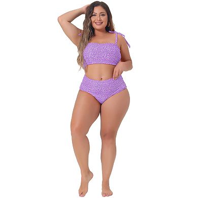 Plus Size Two Piece Swimsuit For Women Polka Dots Bikini Bandeau Bathing Suits