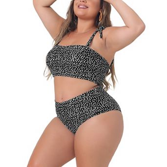 Plus Size Two Piece Swimsuit For Women Polka Dots Bikini Bandeau Bathing Suits