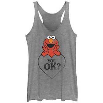 Juniors' Sesame Street Elmo You Ok? Graphic Racerback Tank