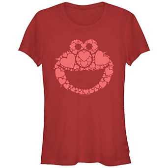 Juniors' Sesame Street Elmo's Heart Filled Head Graphic Tee