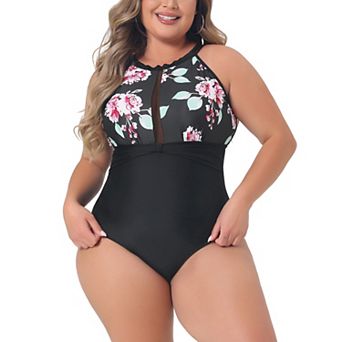 Women's Plus Size Bikini Swimsuits Floral Swimwear Flattering High Waisted One Piece Bathing Suits