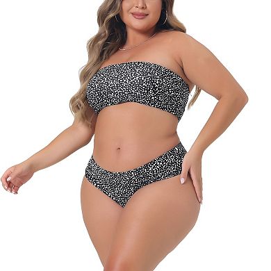 Plus Size Bikini For Women 2 Pieces Bandeau Bikini Swimsuits Off Shoulder High Waist Bathing Suit