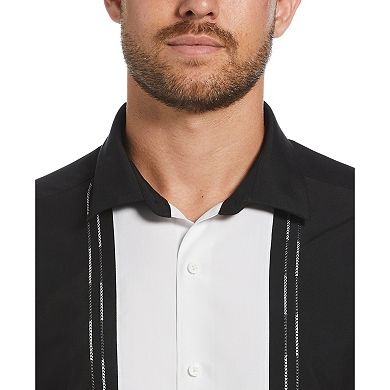 Men's Cubavera Colorblock Embroidery Short Sleeve Button-Down Shirt