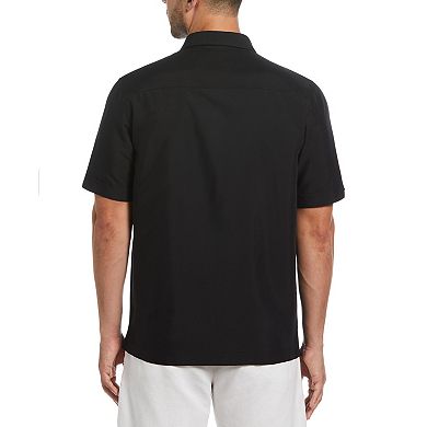 Men's Cubavera Colorblock Embroidery Short Sleeve Button-Down Shirt