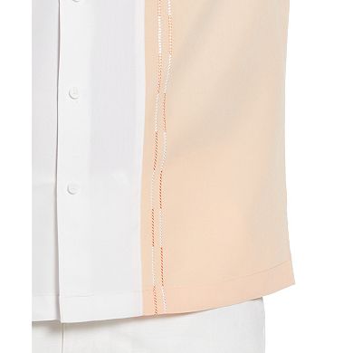 Men's Cubavera Colorblock Embroidered Short Sleeve Button-Down Shirt