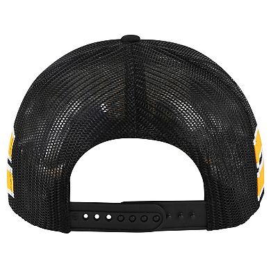 Men's '47 Black Pittsburgh Penguins Sideband Stripes Trucker Snapback Hat