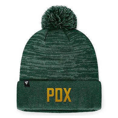 Men's Fanatics Branded Heather Green Portland Timbers Low Key Cuffed Knit Hat with Pom