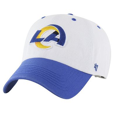 Men's '47 White/Royal Los Angeles Rams Double Header Diamond Clean Up Adjustable Hat