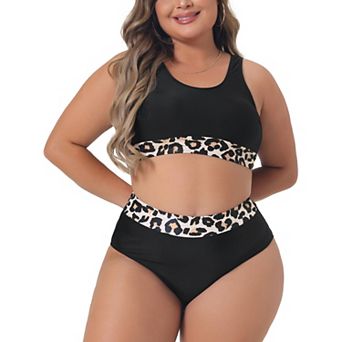 Plus Size Two Piece Swimsuit For Women Bathing Suits High Waisted Sporty Bikini Swimsuits