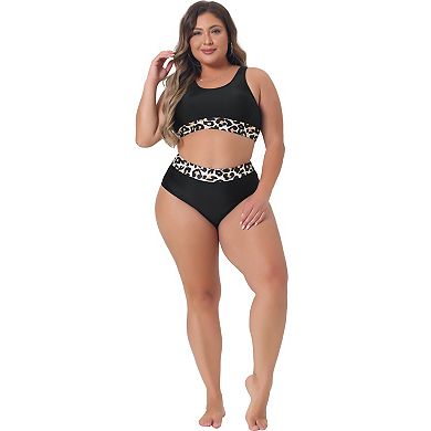 Plus Size Two Piece Swimsuit For Women Bathing Suits High Waisted Sporty Bikini Swimsuits