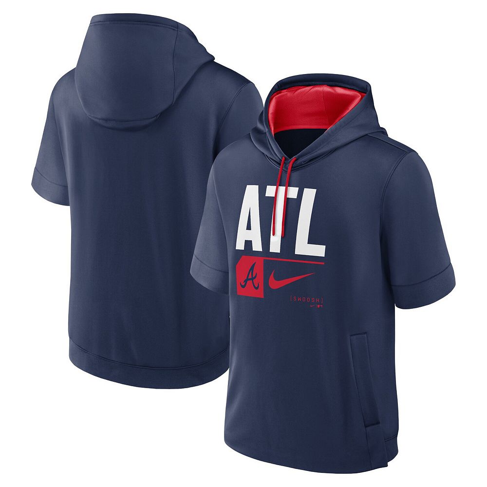 Nike Mens MLB Pre Game Therma Hoodie (US Alpha Medium Regular Regular Navy Atlanta Braves)