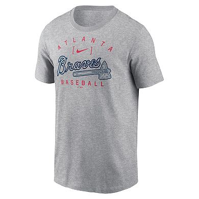 Men's Nike Heather Gray Atlanta Braves Home Team Athletic Arch T-Shirt