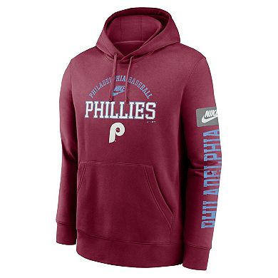 Men's Nike Burgundy Philadelphia Phillies Cooperstown Collection Splitter Club Fleece Pullover Hoodie