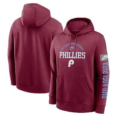 Men's Nike Burgundy Philadelphia Phillies Cooperstown Collection Splitter Club Fleece Pullover Hoodie