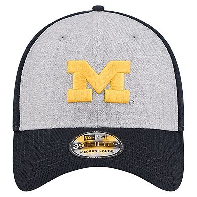 Men's New Era Heather Gray/Navy Michigan Wolverines Two-Tone 39THIRTY Flex Hat