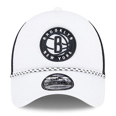 Men's New Era White/Black Brooklyn Nets Court Sport Foam A-Frame 9FORTY ...