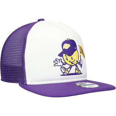 Youth New Era White/Purple Los Angeles Lakers Court Sport Mascot 9FIFTY Snapback Hat