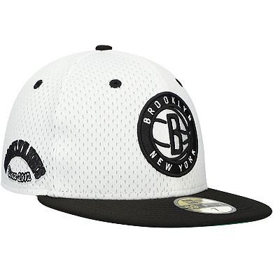 Men's New Era White/Black Brooklyn Nets Throwback 2Tone 59FIFTY Fitted Hat