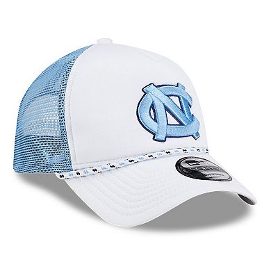 Men's New Era White/Carolina Blue North Carolina Tar Heels Court Sport Foam A-Frame 9FORTY Adjustable Trucker Hat