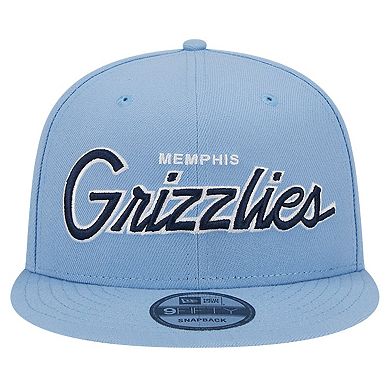 Men's New Era Light Blue Memphis Grizzlies Evergreen Script Side Patch 9FIFTY Snapback Hat