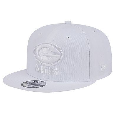 Men's New Era Green Bay Packers Main White on White 9FIFTY Snapback Hat