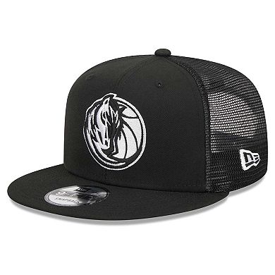 Men's New Era Black Dallas Mavericks Evergreen 9FIFTY Trucker Snapback Hat