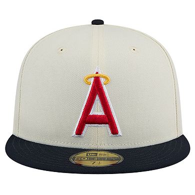 Men's New Era Cream California Angels Cooperstown Collection 1972 Chrome 59FIFTY Fitted Hat