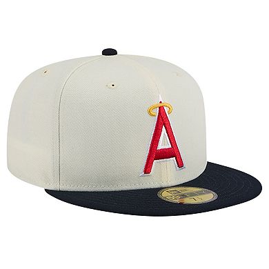 Men's New Era Cream California Angels Cooperstown Collection 1972 Chrome 59FIFTY Fitted Hat