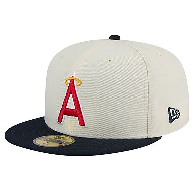 Men's New Era Cream California Angels Cooperstown Collection 1972 Chrome 59FIFTY Fitted Hat