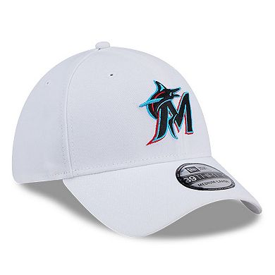 Men's New Era White Miami Marlins Evergreen 39THIRTY Flex Hat